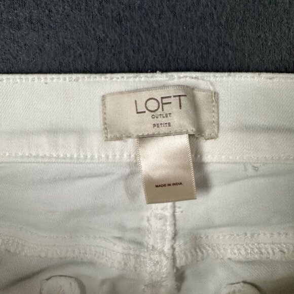 Loft Outlet Womens 12P White Skinny Ankle Cropped Cotton Blend Jeans - Picture 7 of 12